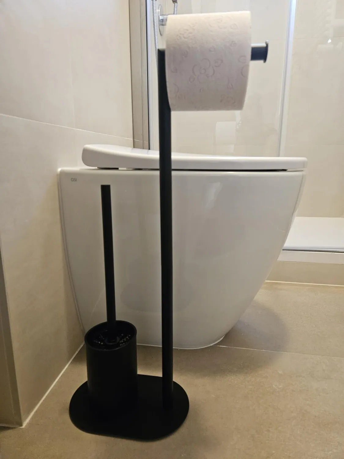 BVL piantana portarotolo e scopino bianco acciaio