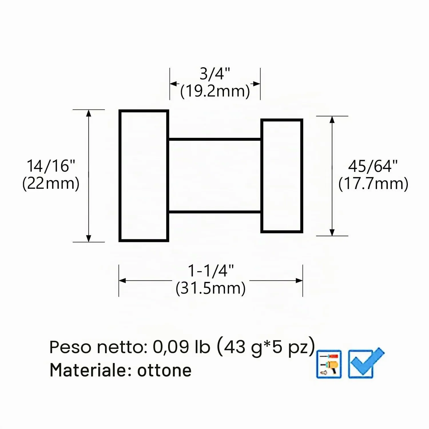 Bvl ganci adesivi chrome metallo 5 pezzi