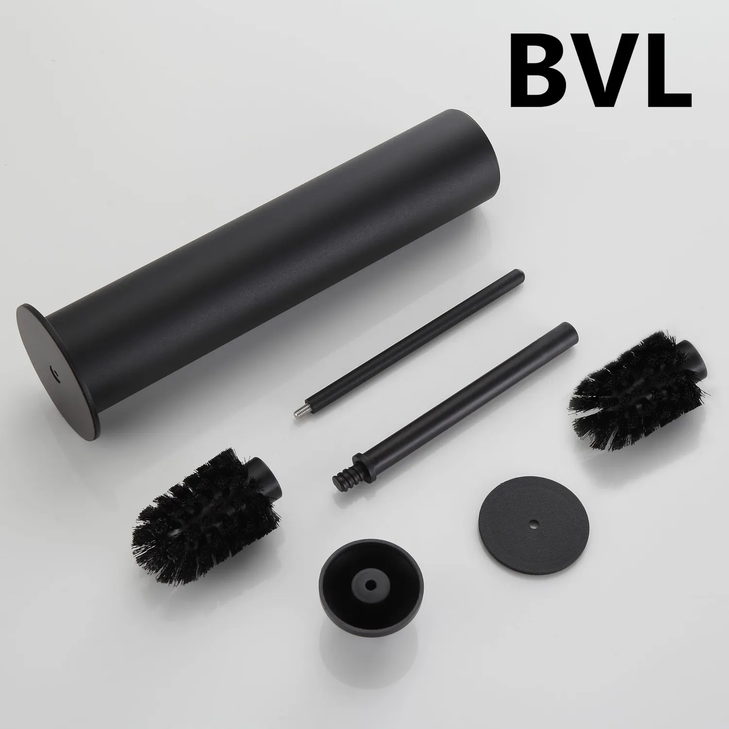 Bvl scopino WC nero opaco metallo con 2 testine