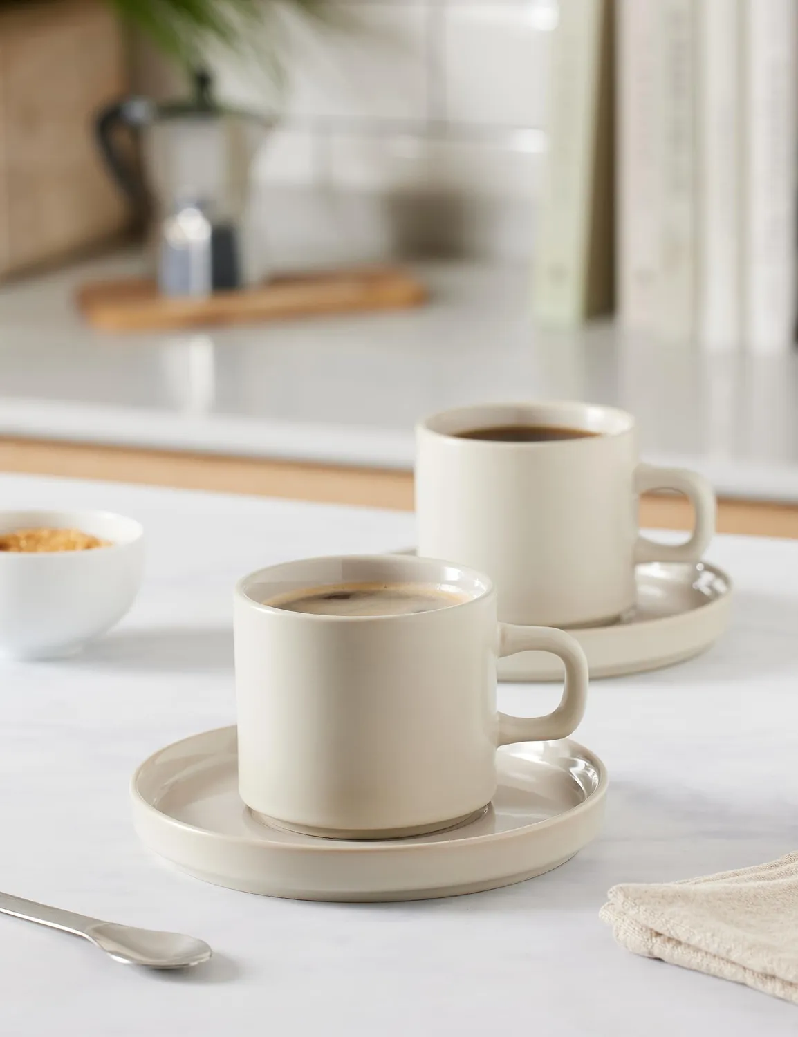 Blomus Pilar set 2 tazze caffè gres Moonbeam 200 ml