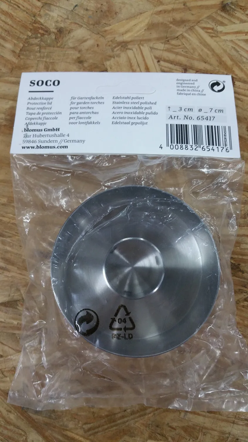 Blomus Soca 65417 tappo copertura torcia argento