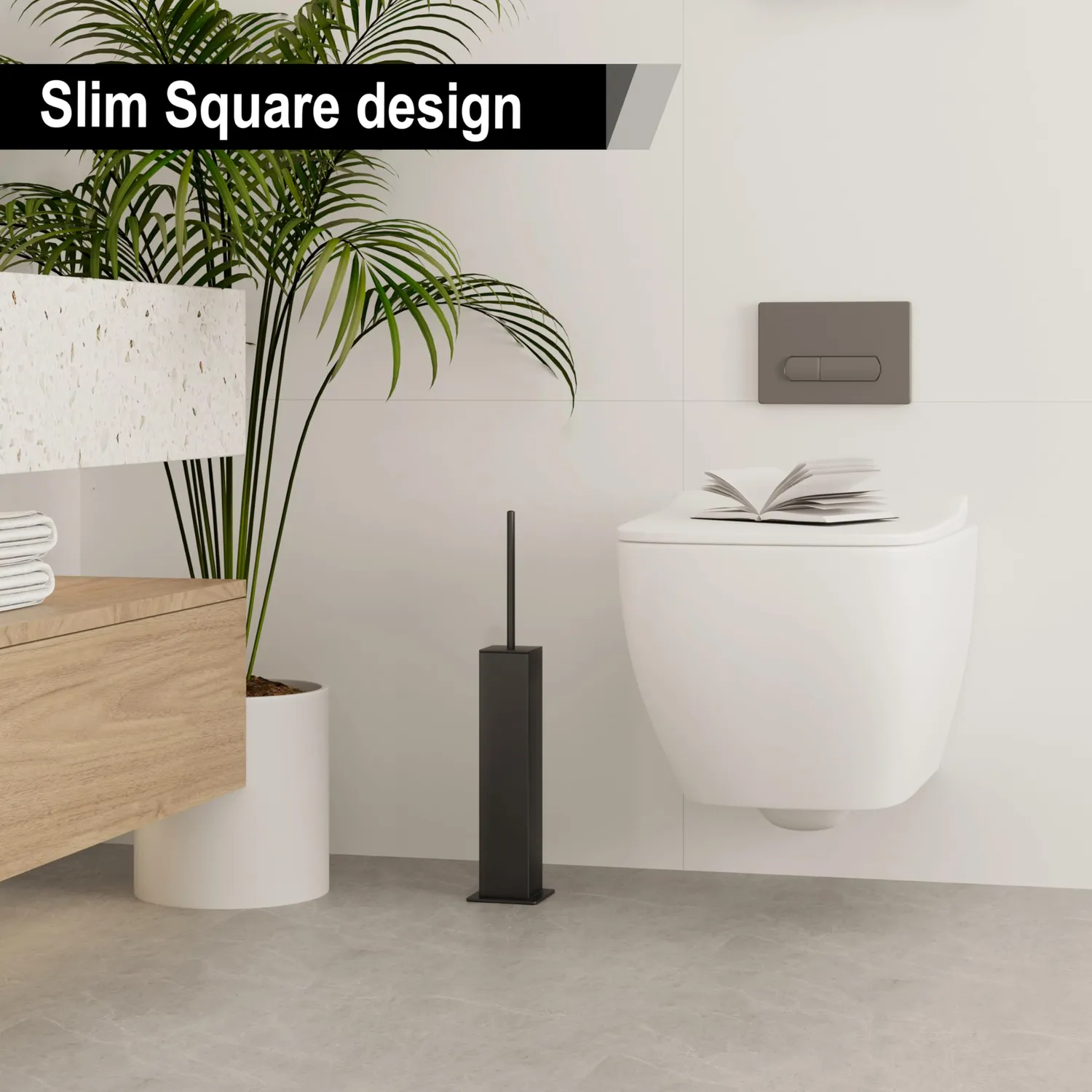 Bvl scopino WC nero quadrato metallo 2 testine