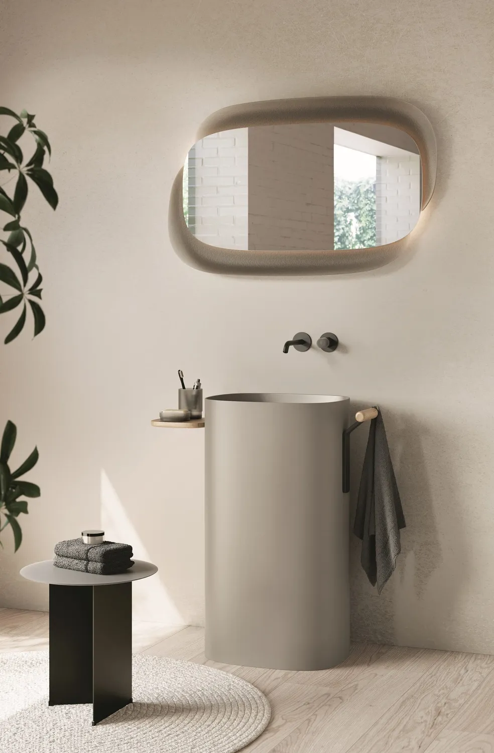 Geelli Rim specchio retroilluminato cornice PU doppia