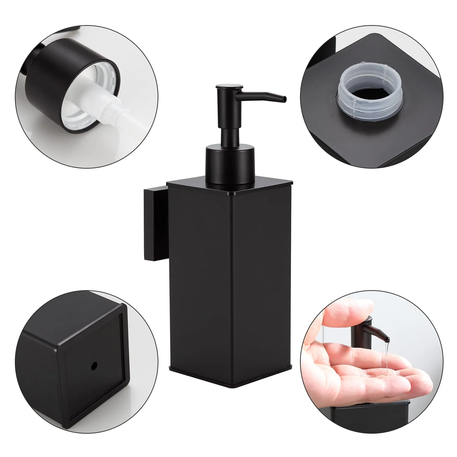 BVL dispenser sapone parete 240 ml nero alluminio
