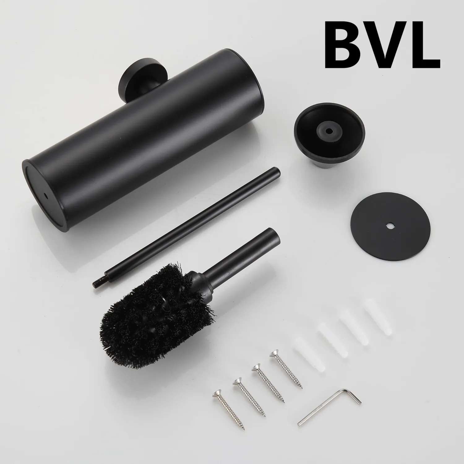 BVL scopino WC da parete nero acciaio salvaspazio