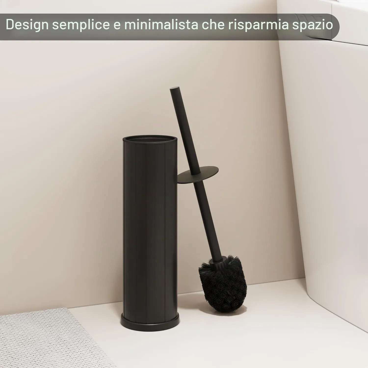 BVL scopino WC da terra nero rotondo silicone 2 testine
