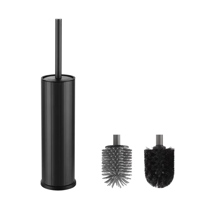 BVL scopino WC da terra nero rotondo silicone 2 testine