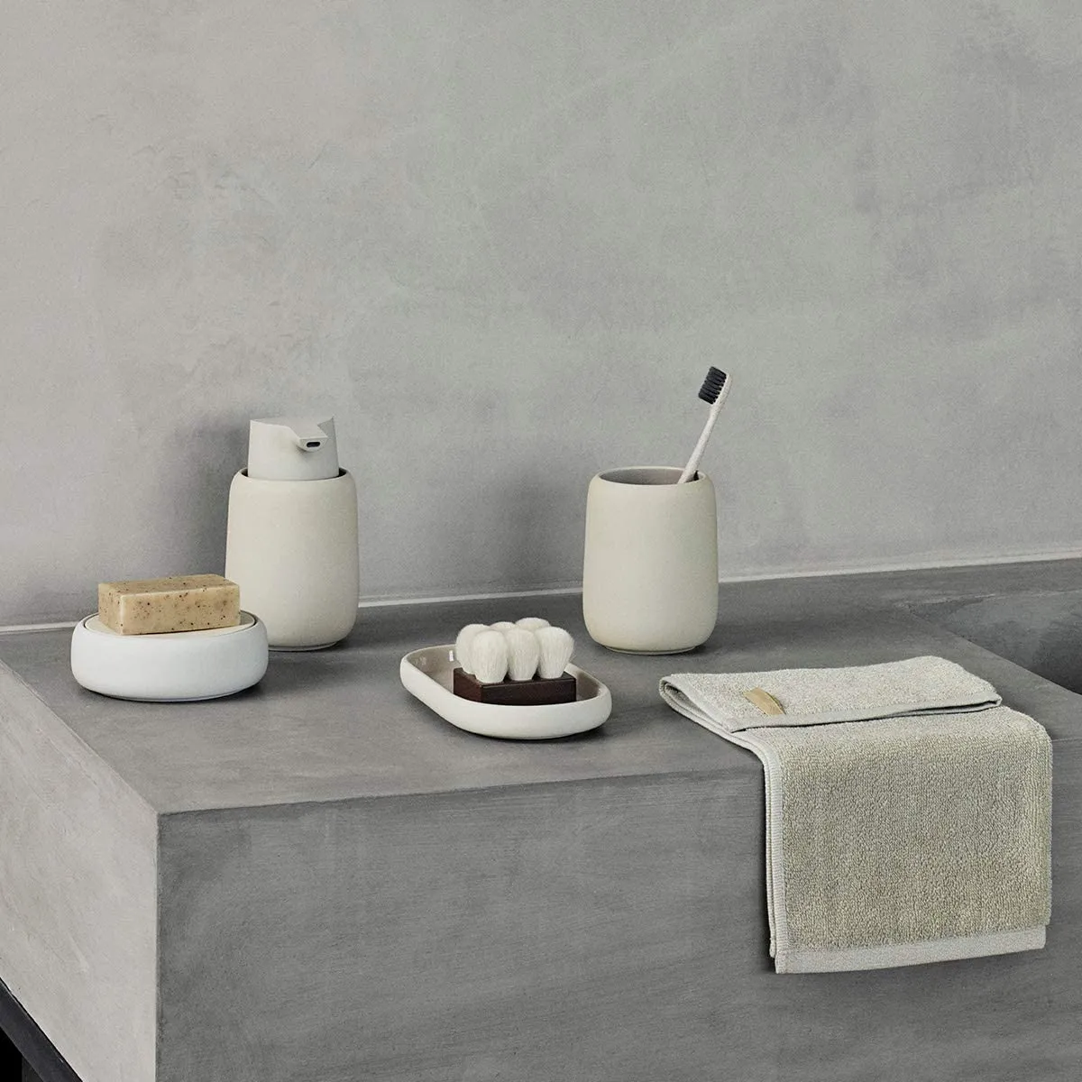 Blomus Sono Vassoio Bagno Ceramica Crema 19x10 cm