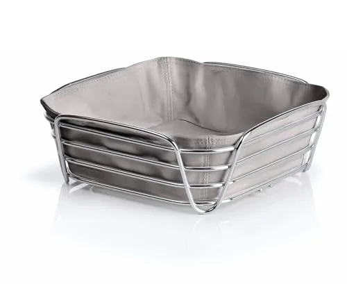 Blomus Delara cestino pane acciaio 26x26x9 cm con fodera