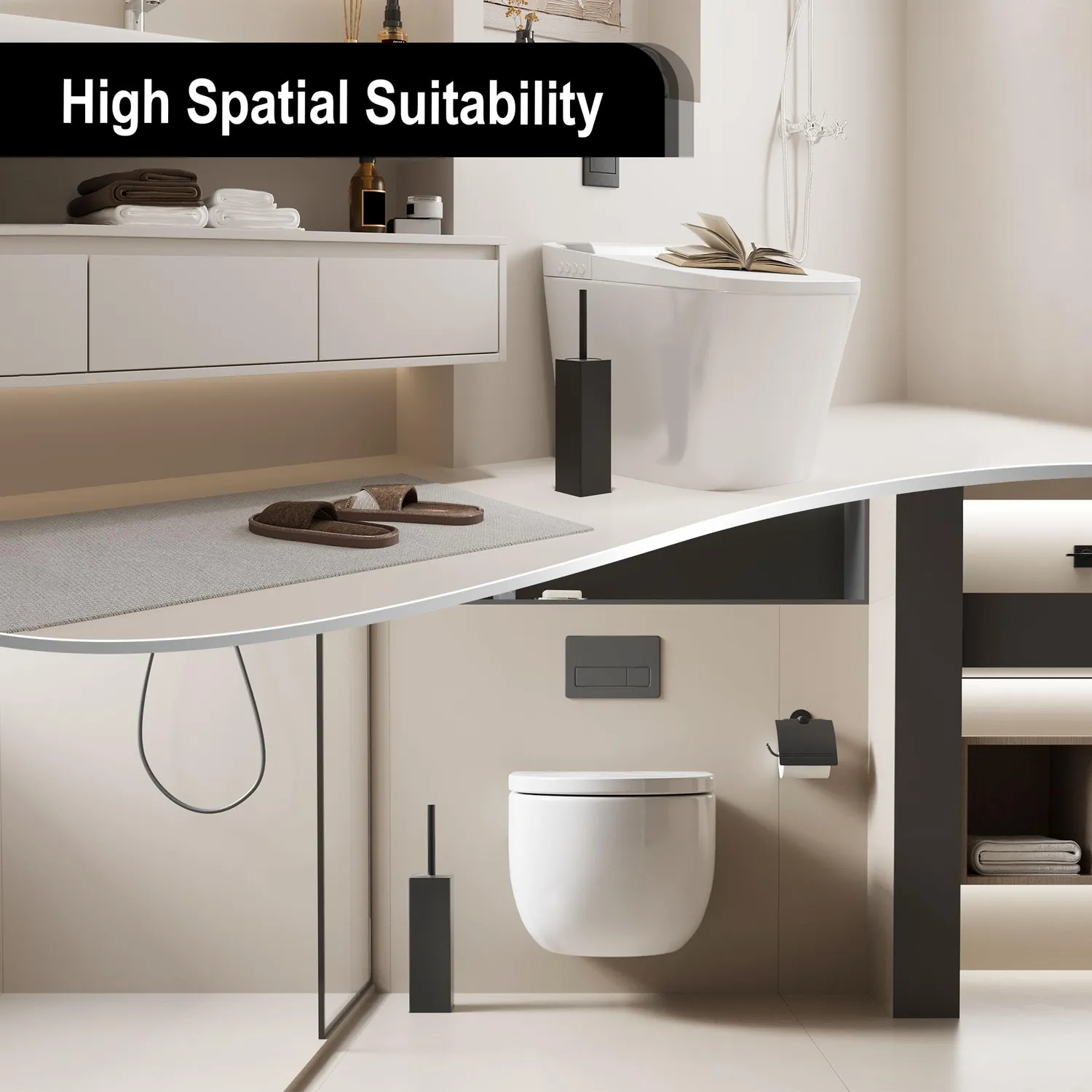 BVL scopino WC silicone nero alluminio