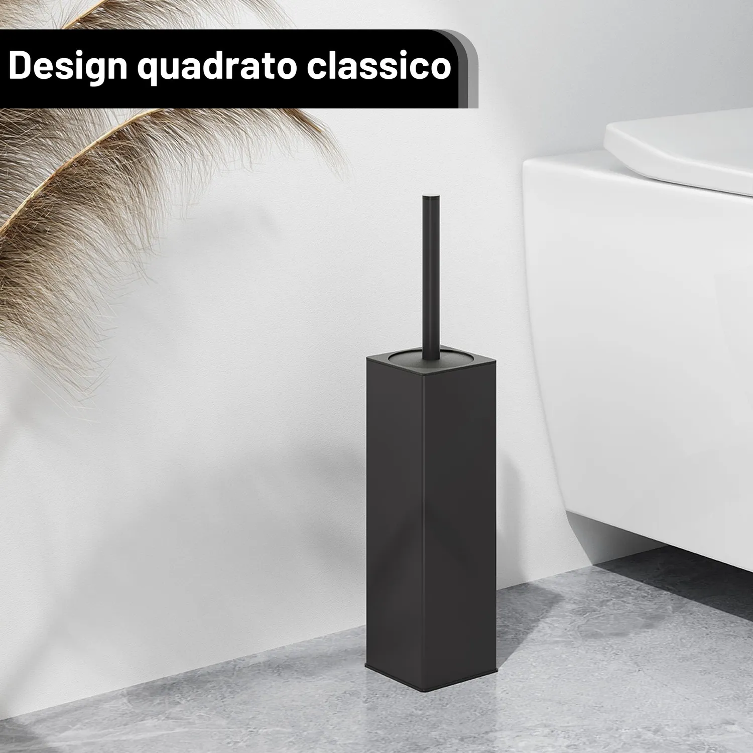 BVL scopino WC silicone nero alluminio