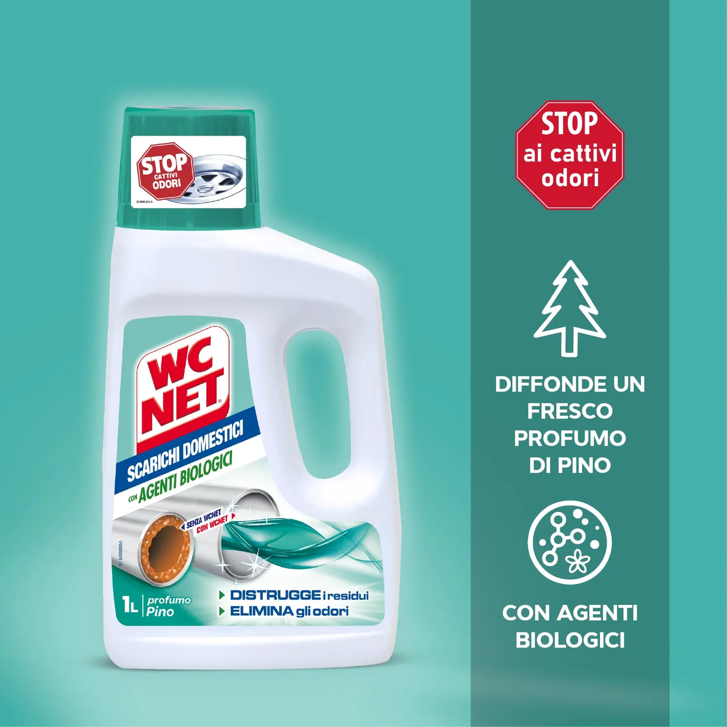 Wc Net Professional disgorgante scarichi pino 1000 ml biologico
