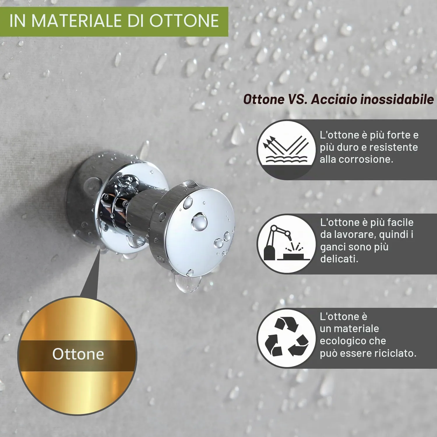 Bvl ganci adesivi chrome metallo 5 pezzi