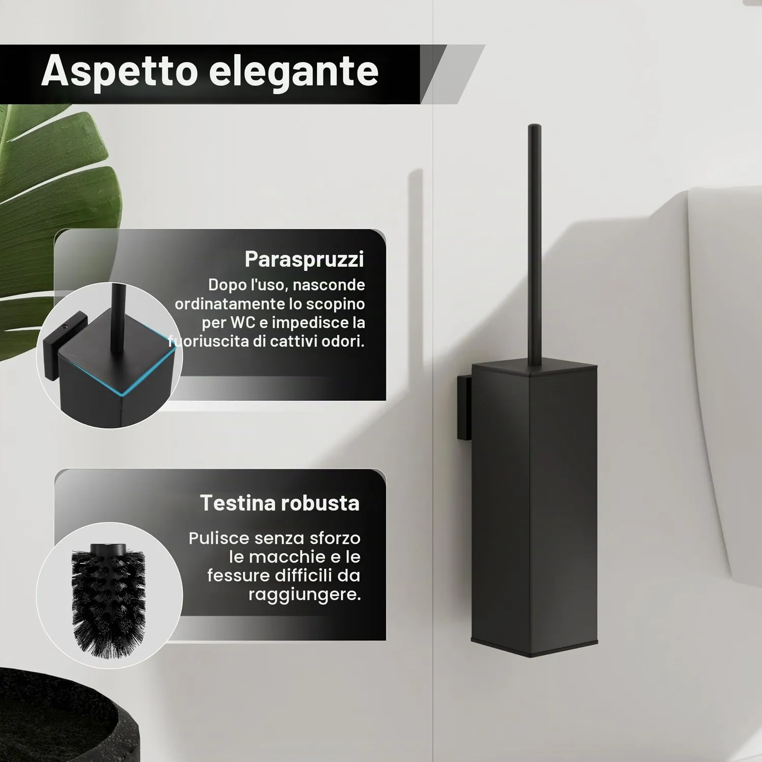 Bvl scopino WC parete nero acciaio inox 304