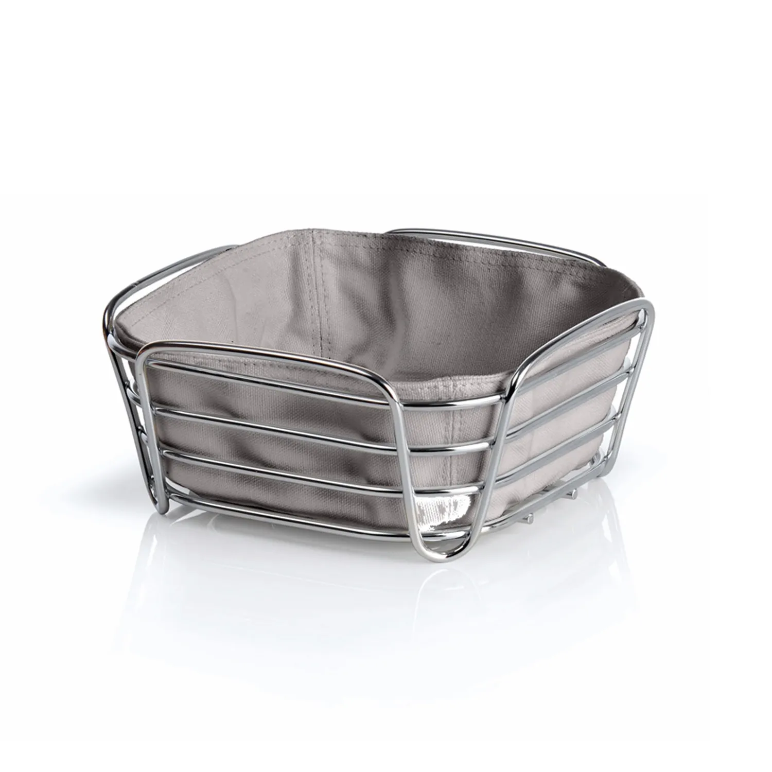 Blomus Delara cestino pane acciaio 26x26x9 cm con fodera