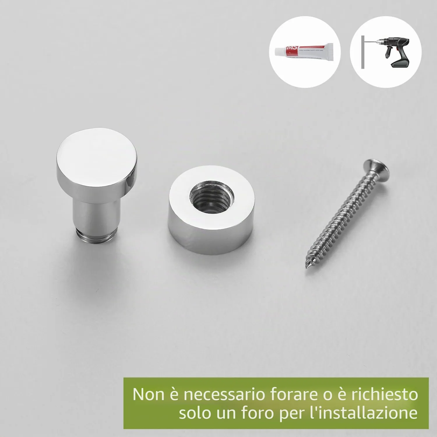 Bvl ganci adesivi chrome metallo 5 pezzi