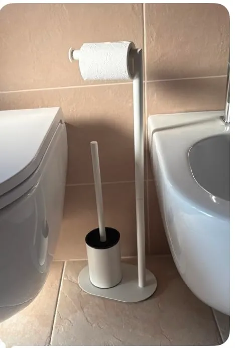 BVL piantana portarotolo e scopino bianco acciaio