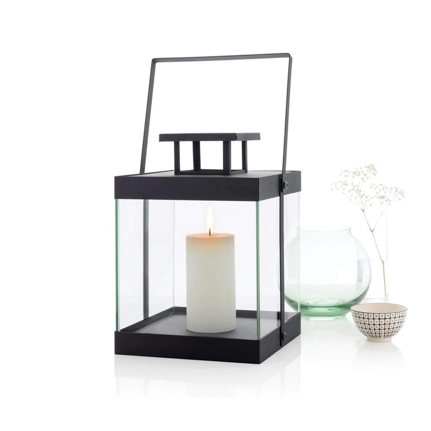 Blomus Lanterna L Nera Metallo Vetro 46 cm senza Candela