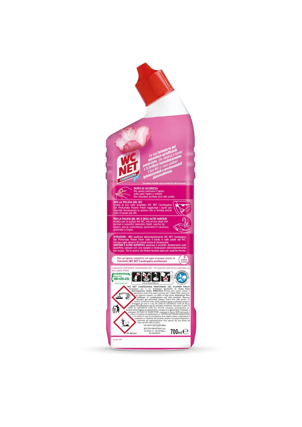 Wc Net Candeggina Gel Flower Fresh 700 ml 4 pezzi sbiancante