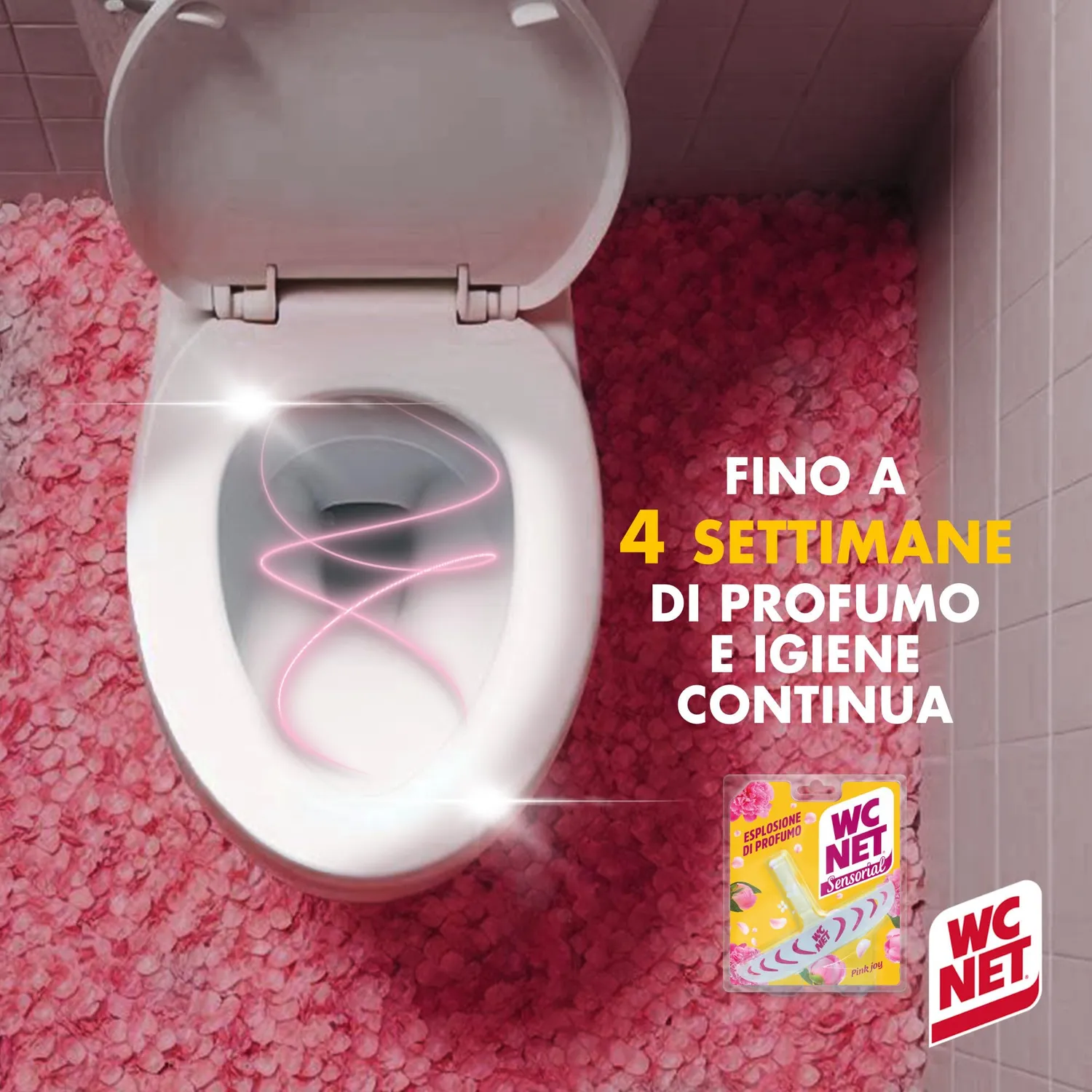 Wc Net Sensorial Pink Joy tavoletta wc muschio bianco peonia