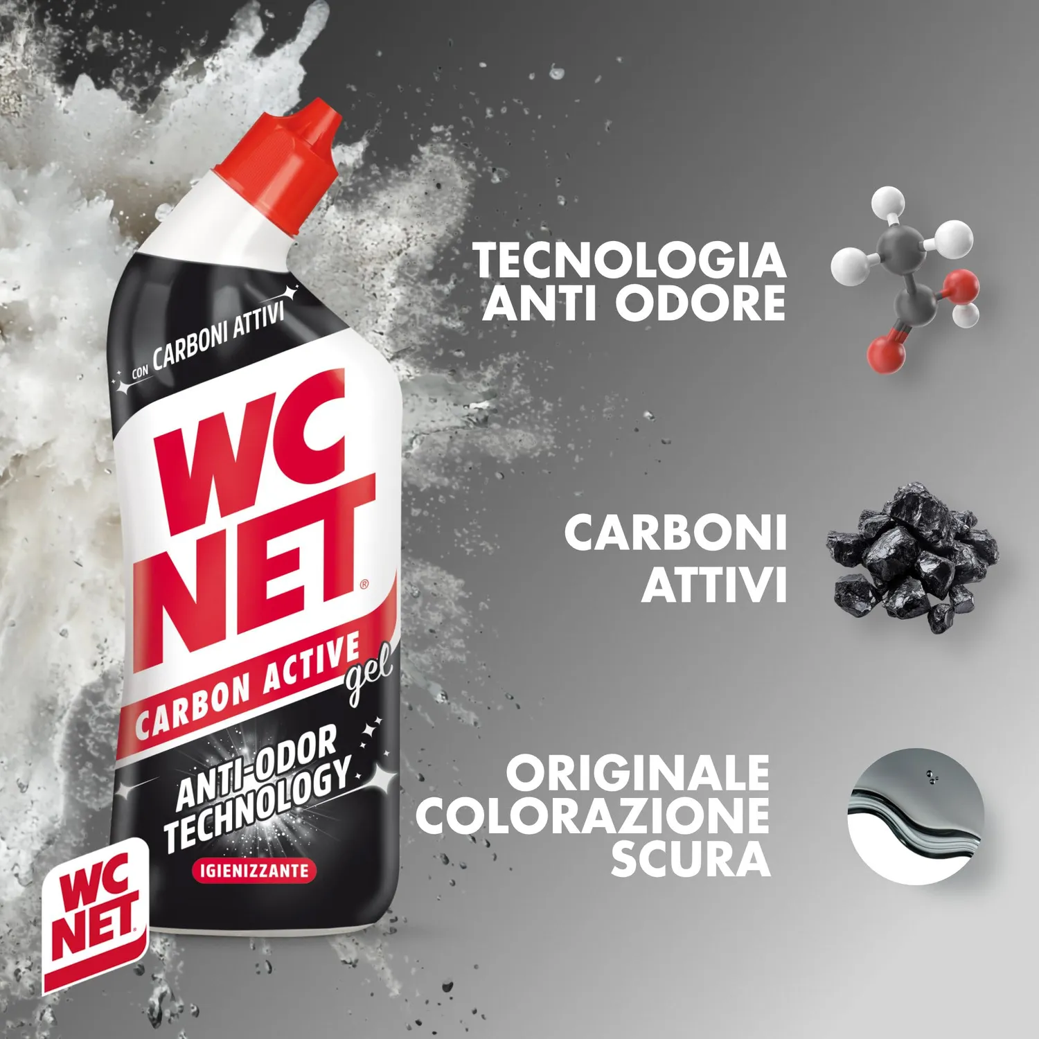 WC Net Carbon Active detergente WC anti-odore 700 ml