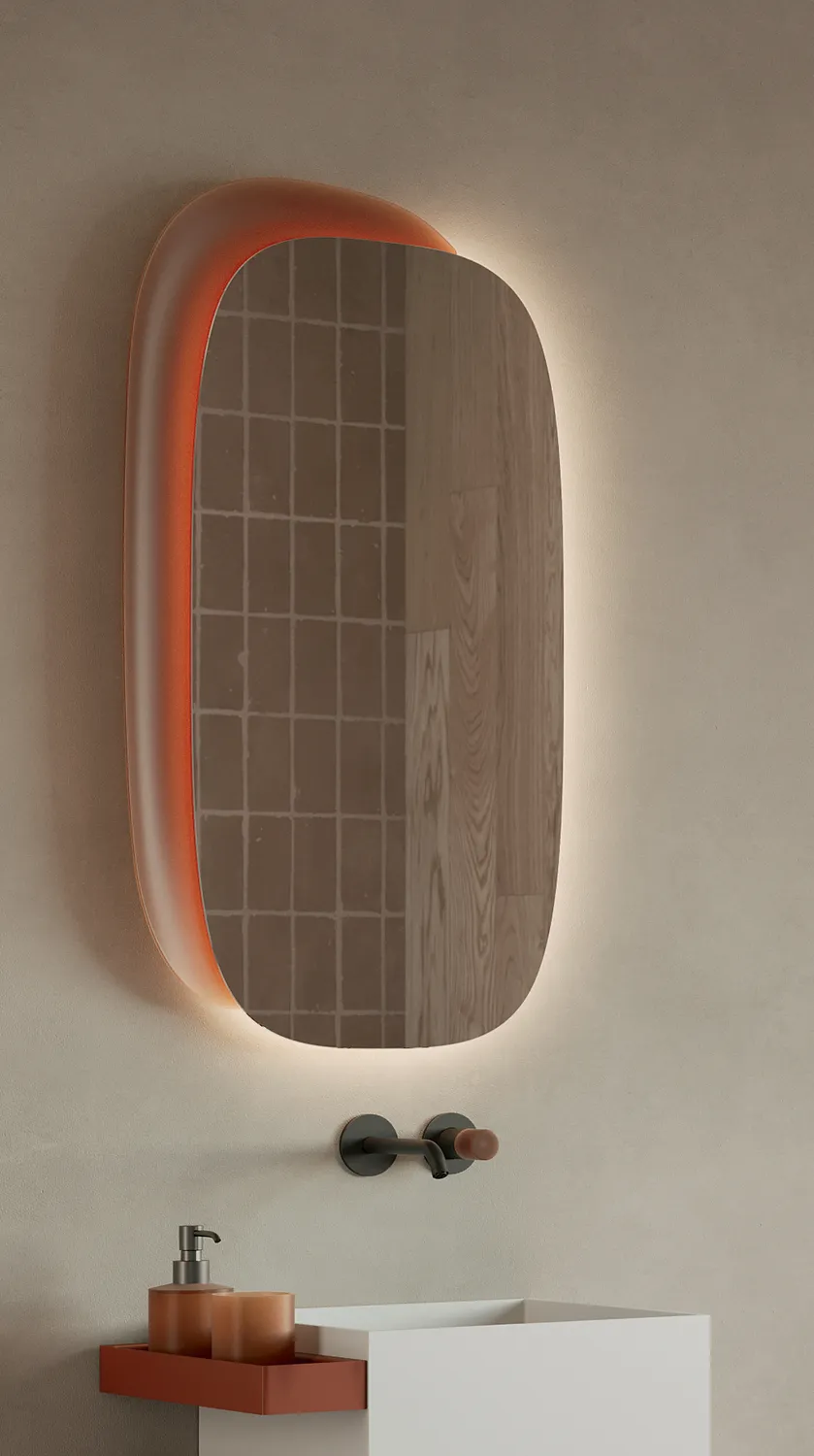 Geelli Rim specchio retroilluminato cornice PU doppia