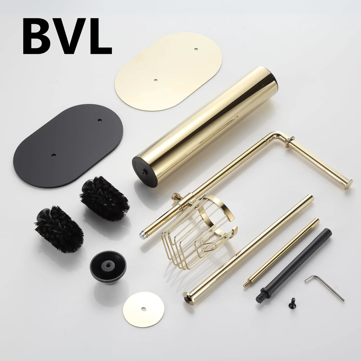 BVL Piantana Portarotolo Oro Acciaio con Scopino