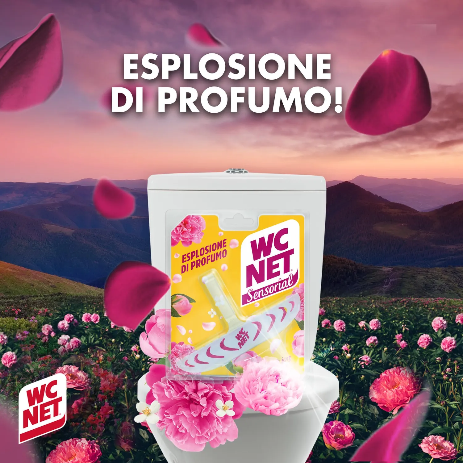 Wc Net Sensorial Pink Joy tavoletta wc muschio bianco peonia