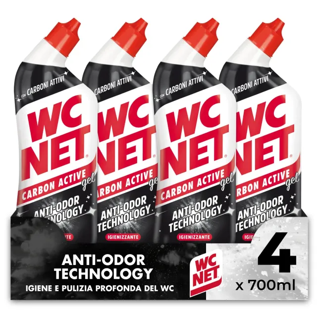 Wc Net Carbon Active Anti-Odor Detergente WC 4x700 ml Profumato