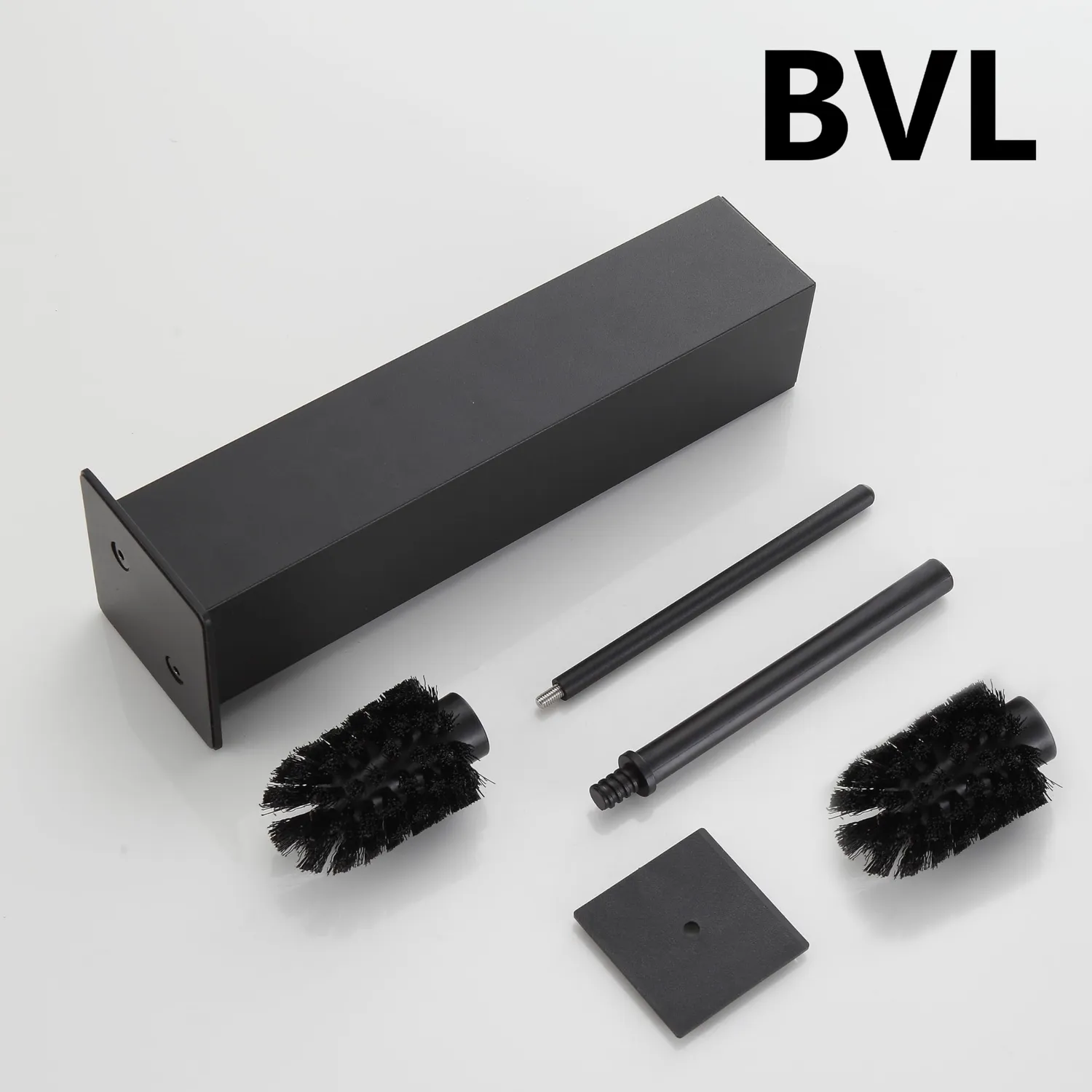 Bvl scopino WC nero quadrato metallo 2 testine