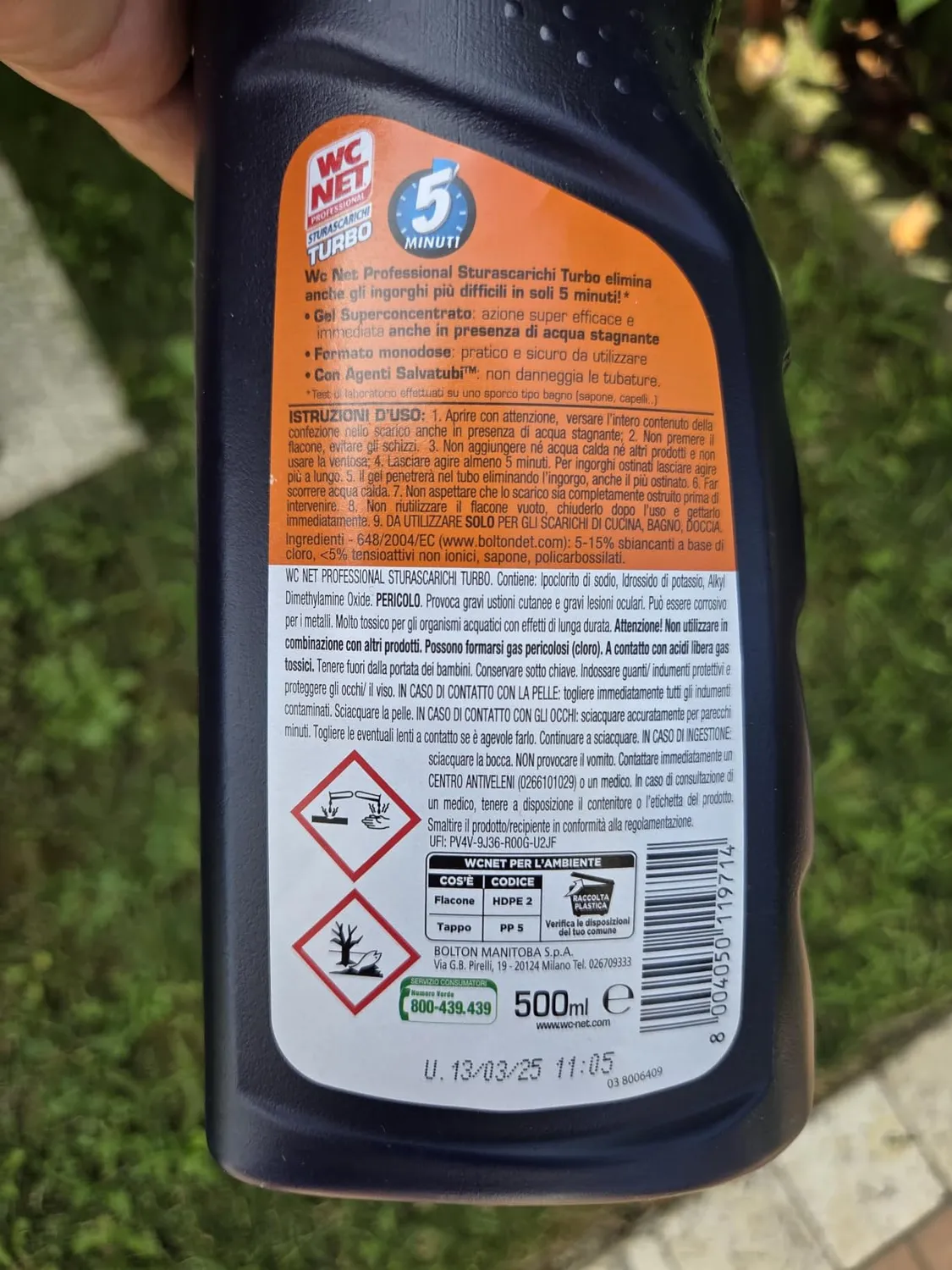 Wc Net Professional Turbo disgorgante gel 500 ml monodose