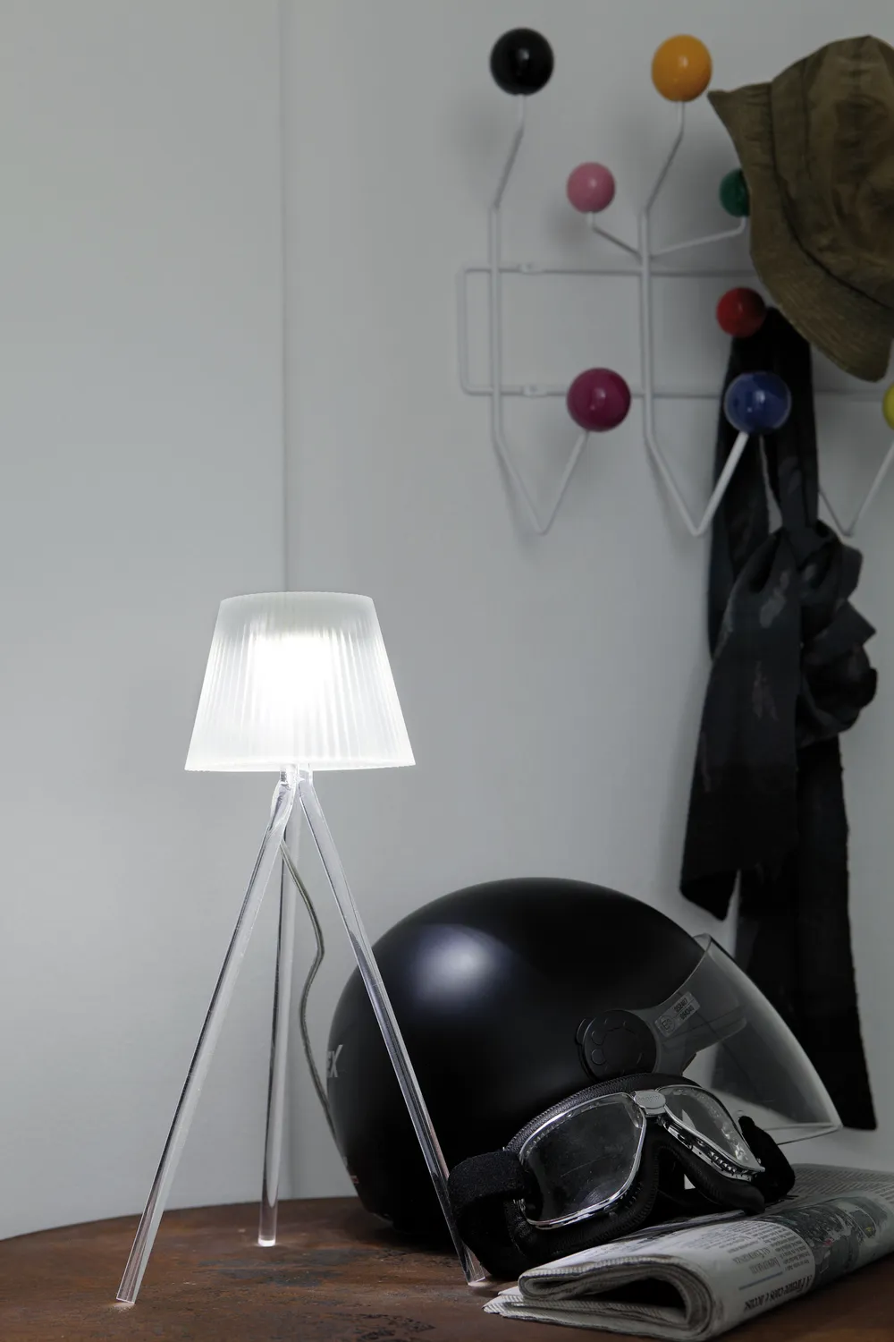 Geelli Plissè Alta Lampada Tavolo Led Trasparente
