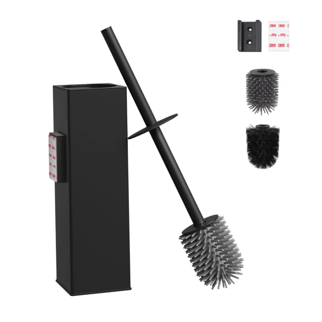 Bvl Scopino WC da Parete Nero Silicone 2 Testine Adesivo