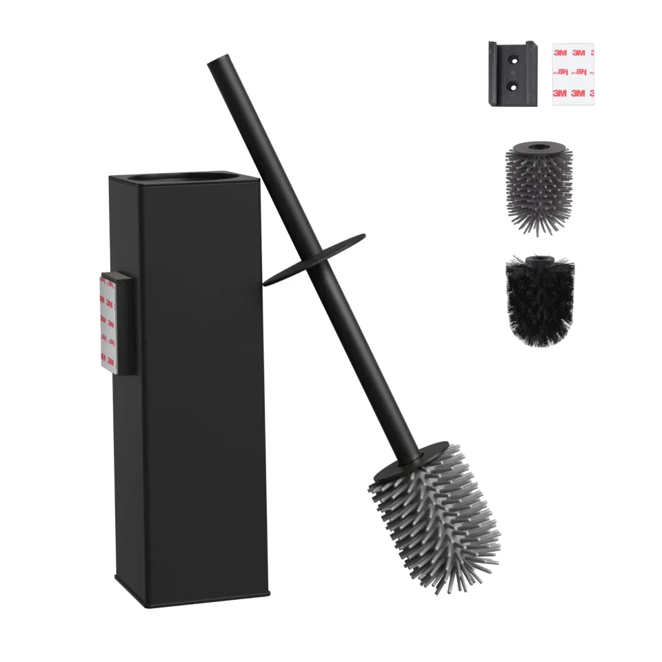 Bvl Scopino WC da Parete Nero Silicone 2 Testine Adesivo