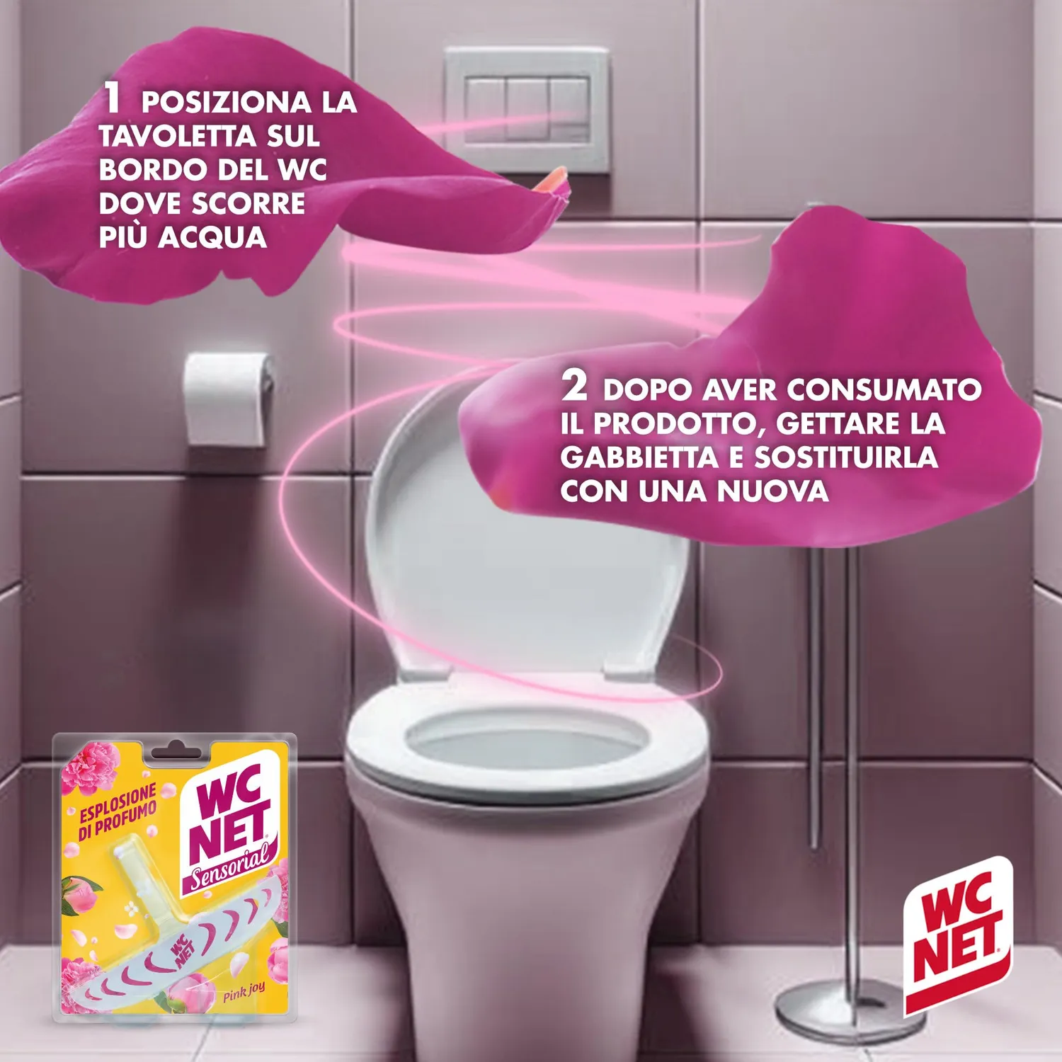 Wc Net Sensorial Pink Joy tavoletta wc muschio bianco peonia