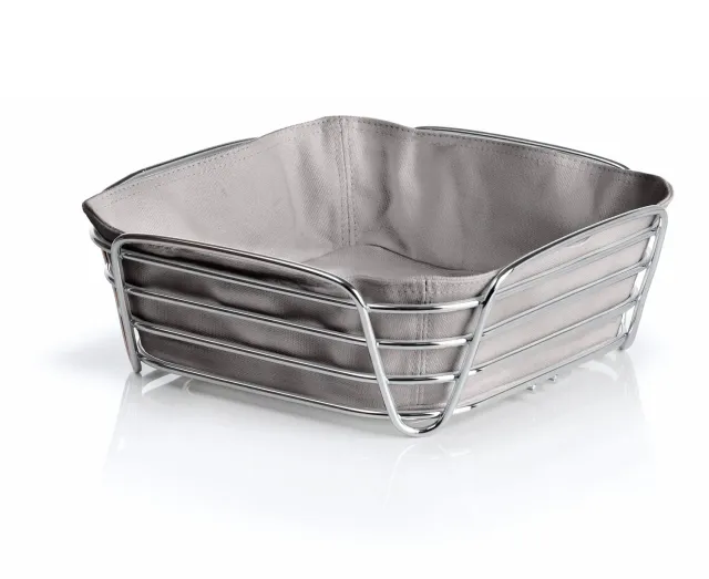 Blomus Delara cestino pane acciaio 26x26x9 cm con fodera
