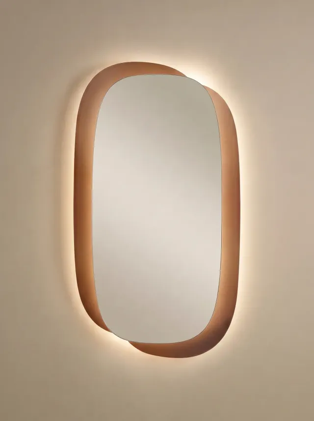 Geelli Rim specchio retroilluminato cornice PU doppia