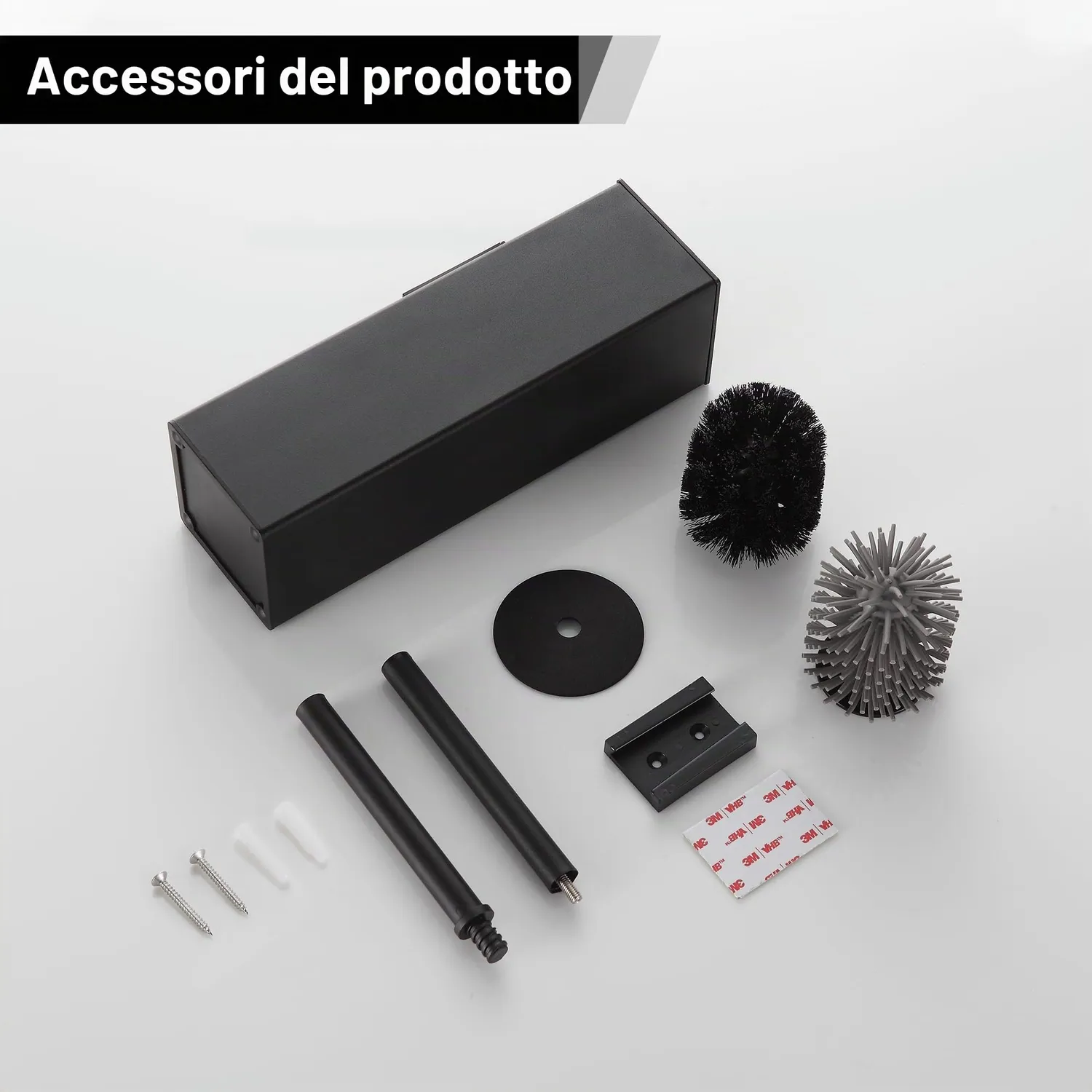 Bvl Scopino WC da Parete Nero Silicone 2 Testine Adesivo