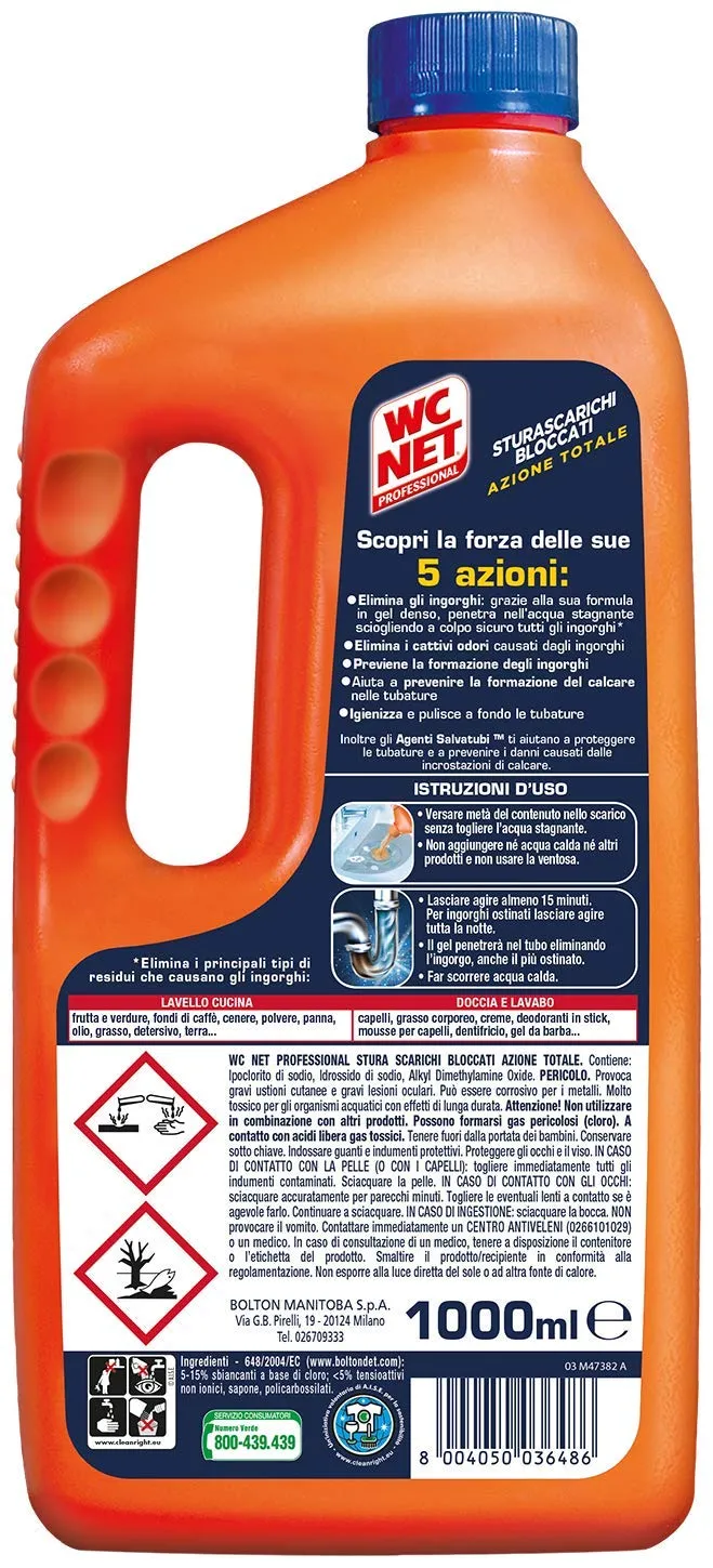 WC Net Professional sturascarichi gel 5 azioni 1000 ml