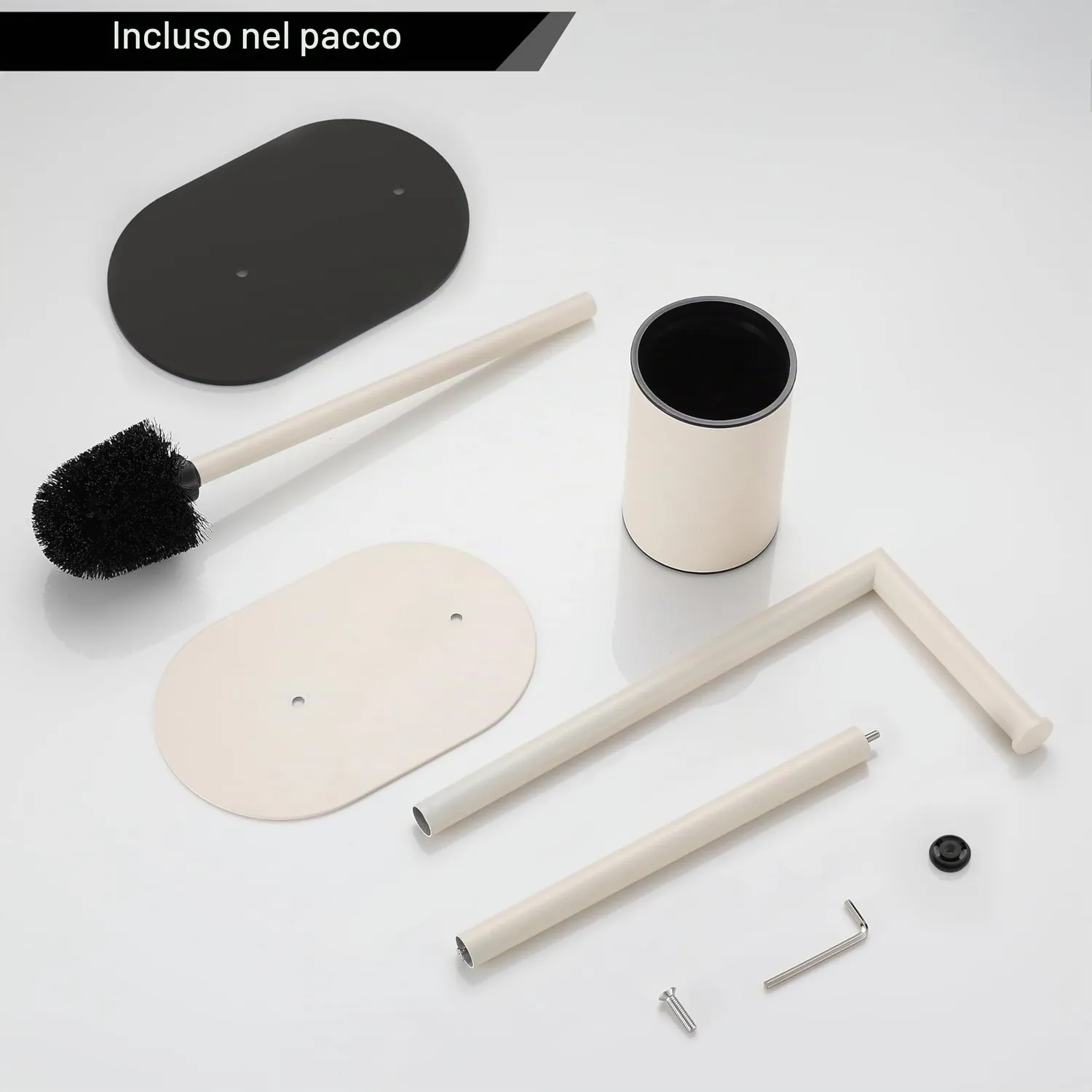 BVL piantana portarotolo e scopino bianco acciaio