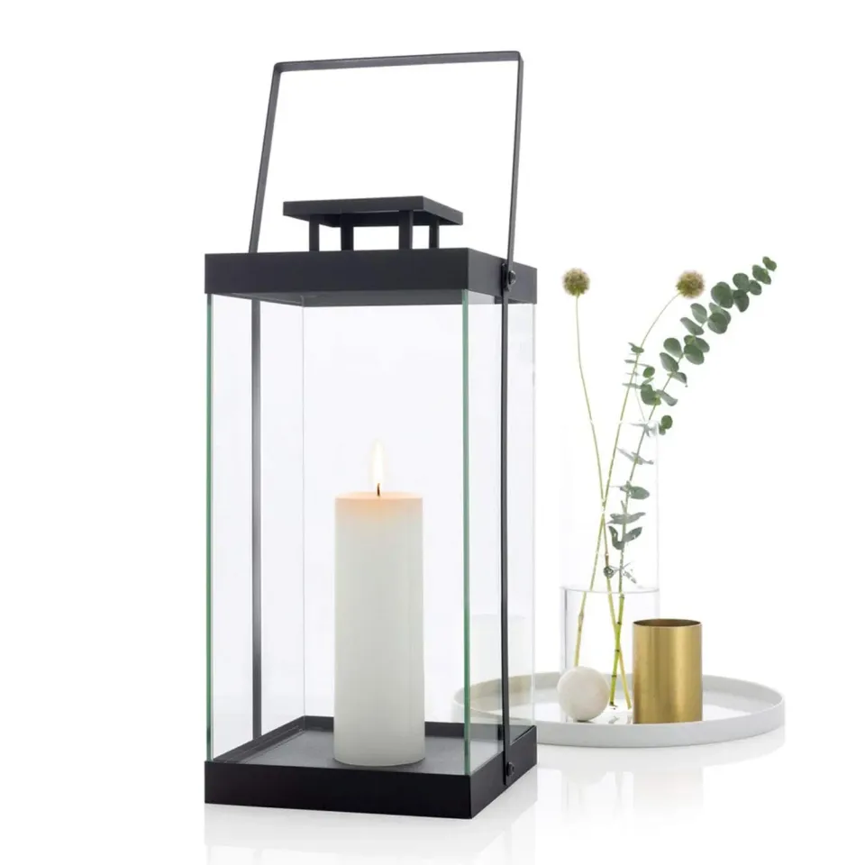 Blomus Lanterna L Nera Metallo Vetro 46 cm senza Candela