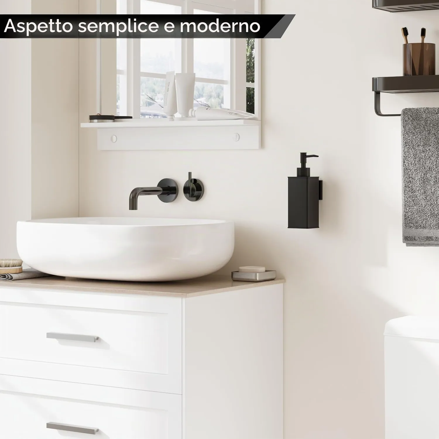 BVL dispenser sapone parete 240 ml nero alluminio