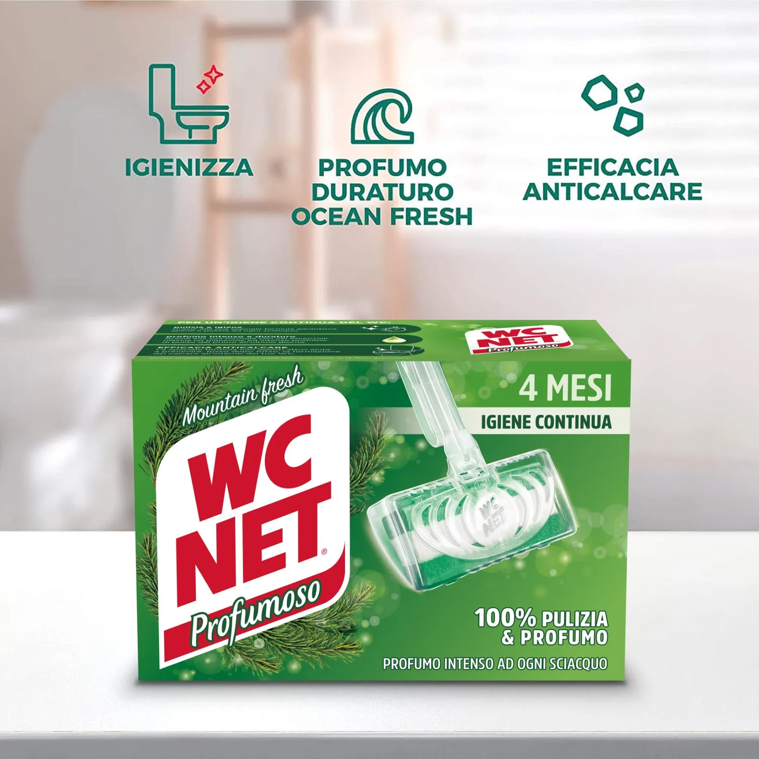 WC Net Mountain Fresh tavoletta WC 4pz fresca