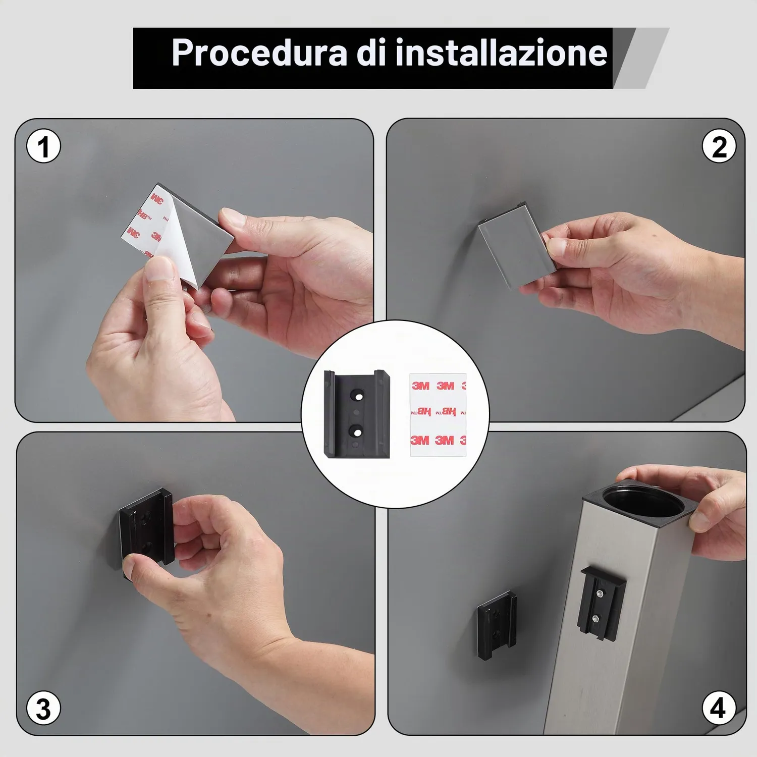 Bvl Scopino WC da Parete Nero Silicone 2 Testine Adesivo