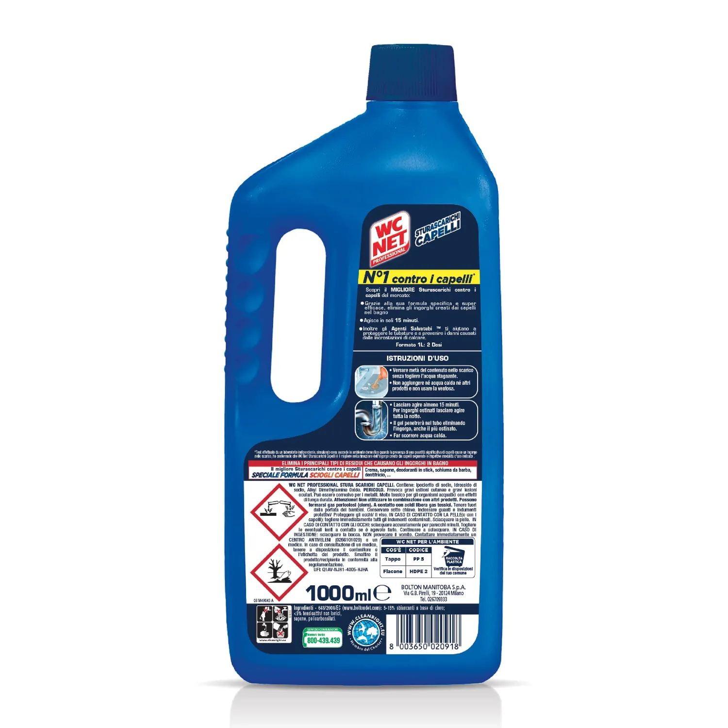 WC Net Professional Sturascarichi Capelli Gel 1000 ml