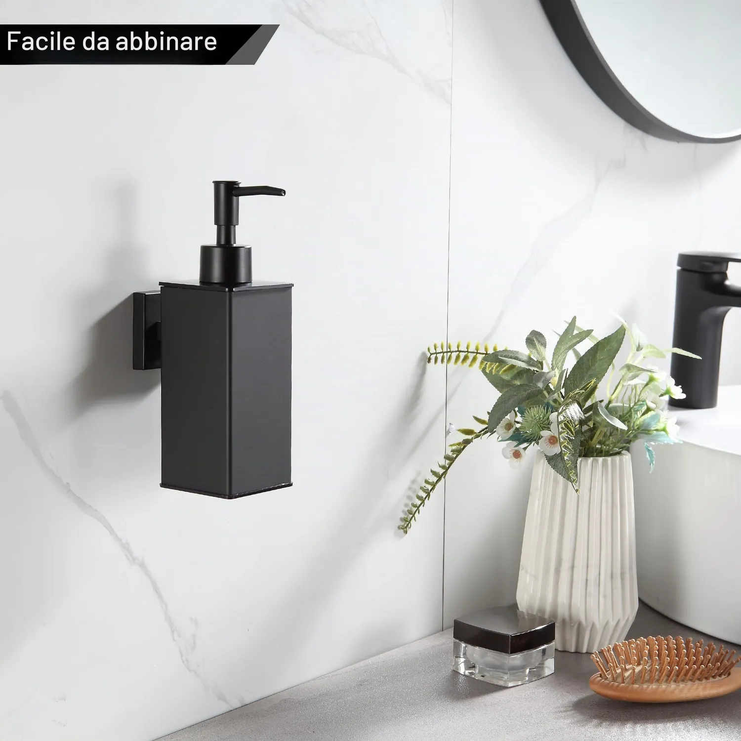 BVL dispenser sapone parete 240 ml nero alluminio