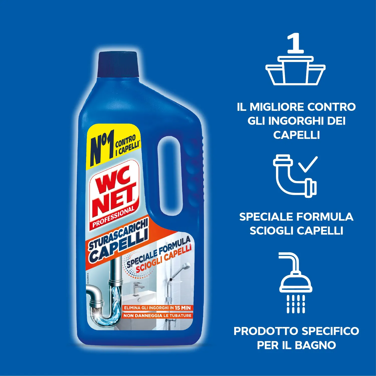 WC Net Professional Sturascarichi Capelli Gel 3x1000 ml